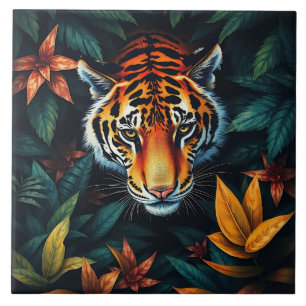 “Tiger of Mine” – Colourful Tiger Portrait Ceramic Tile