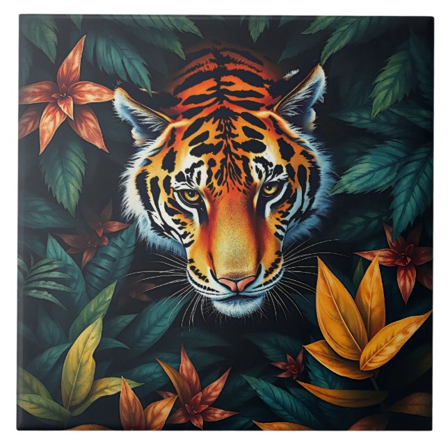 “Tiger of Mine” – Colourful Tiger Portrait Ceramic Tile (Front)