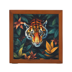 “Tiger of Mine” – Colourful Tiger Portrait Desk Organizer