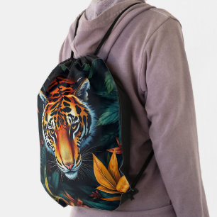 “Tiger of Mine” – Colourful Tiger Portrait Drawstring Bag
