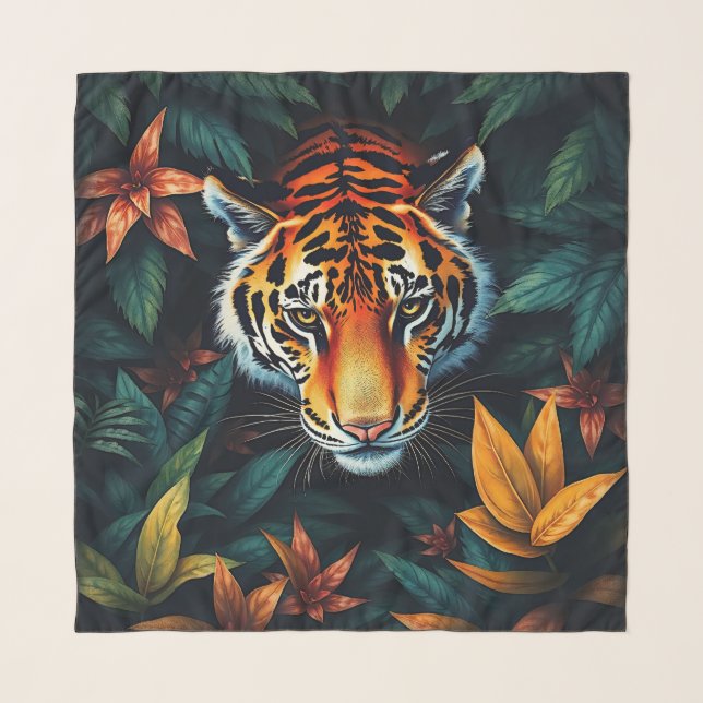 “Tiger of Mine” – Colourful Tiger Portrait Scarf (Front)