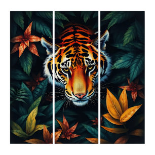 “Tiger of Mine” – Colourful Tiger Portrait Triptych
