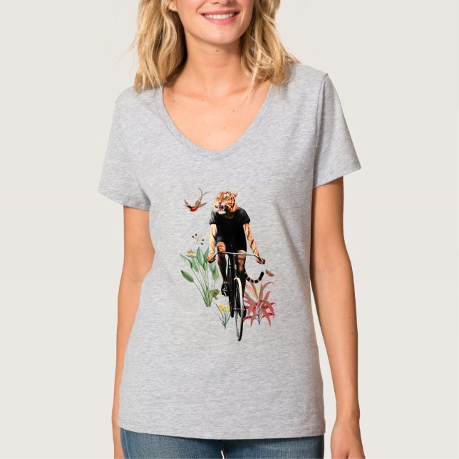 Tiger on a Bike Collage T-Shirt (Front)