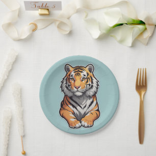 Tiger on a Sky Blue Background Paper Plates