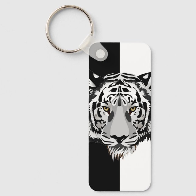 Tiger on black and white  keychain (Front)
