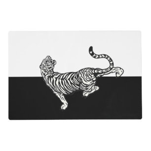 Tiger on black and white  placemat