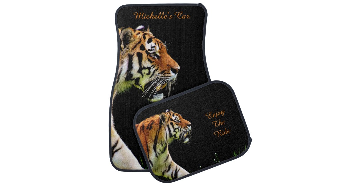 Tiger on Black *personalize* Car Floor Mat Zazzle