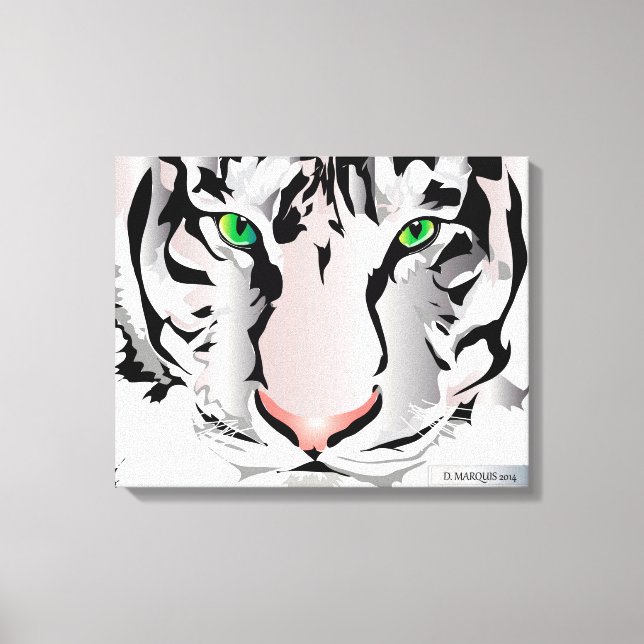 TIGER ON CANVAS-WHITE     20 "x 16" Canvas Print (Front)