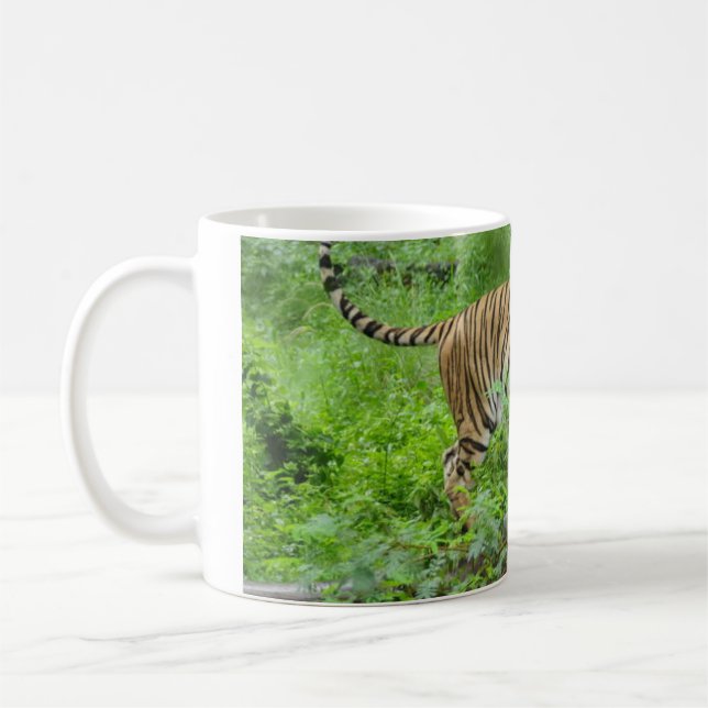 Tiger on log coffee mug (Left)
