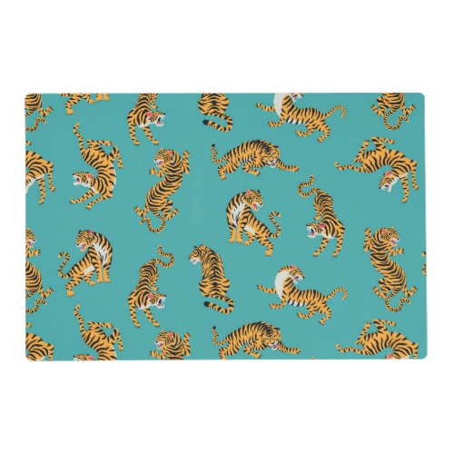 Tiger on Teal Pattern Placemat