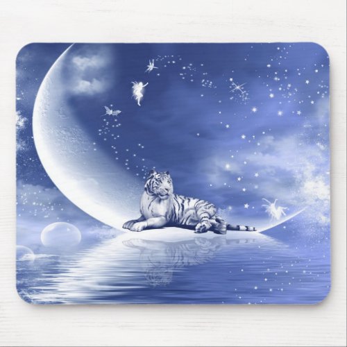 Tiger on the moon mouse pad