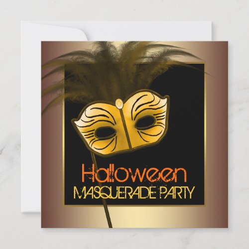 Tiger Orange Black Halloween Masquerade Party Invitation