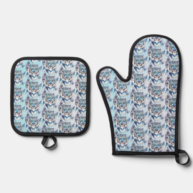 Tiger Oven Mitt & Pot Holder Set (Front)
