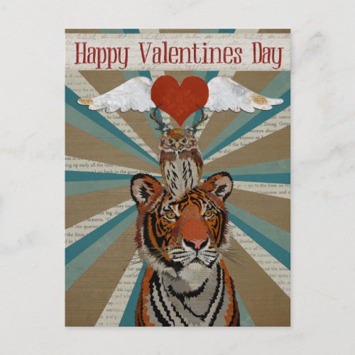 TIGER  OWL VALENTINES Postcard