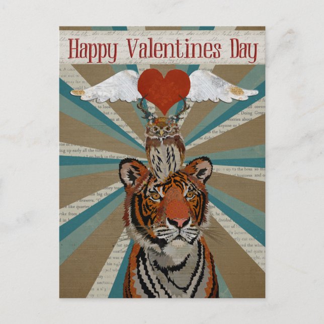 TIGER & OWL VALENTINE'S Postcard (Front)