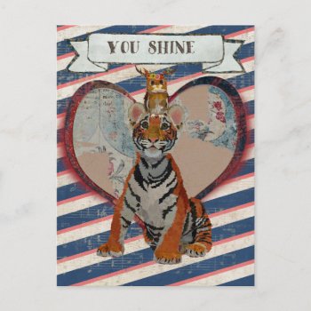 Tiger & Owl Valentine's Postcard by Greyszoo at Zazzle