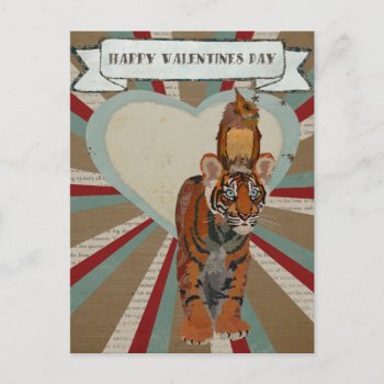 Tiger & Owl Valentine's Postcard by Greyszoo at Zazzle