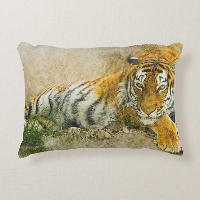 Tiger painting accent pillow (Front)