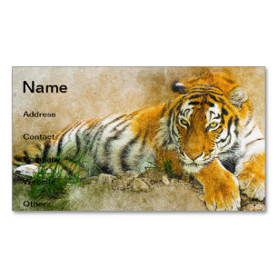 Tiger painting business card magnet