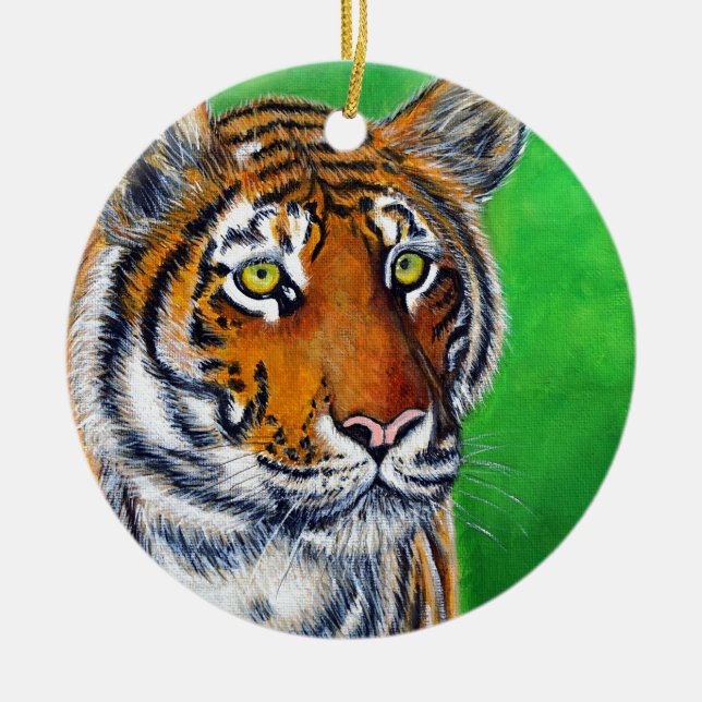 Tiger Painting Ceramic Ornament (Front)