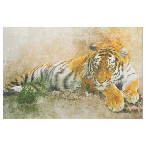 Tiger painting fabric