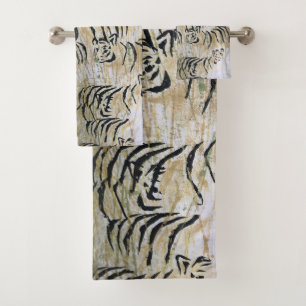 Tiger Painting Fiber Art Print Bath Towel Set
