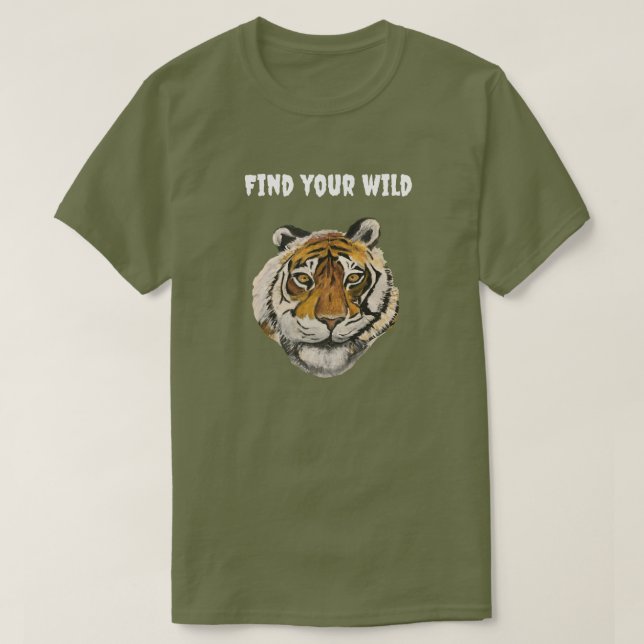 Tiger painting, looking at camera personalize text T-Shirt (Design Front)