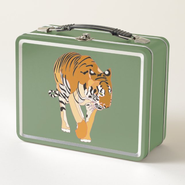 Tiger Painting on Metal Lunch Boxes (Front)