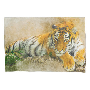 Tiger painting pillow case