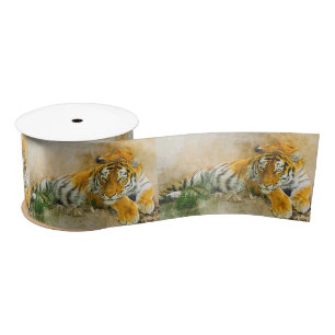 Tiger painting satin ribbon
