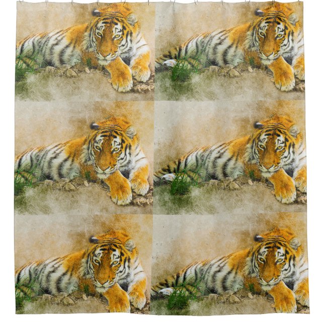 Tiger painting shower curtain (Front)