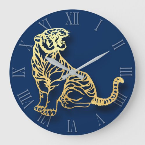 Tiger Papercut Chinese New Year Zodiac Roman WC Large Clock