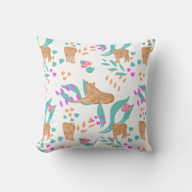 Tiger Parade  Throw Pillow (Front)