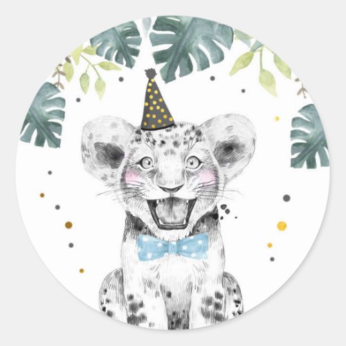 Tiger Party Animals Safari Boy Birthday Cupcake Cl Classic Round Sticker