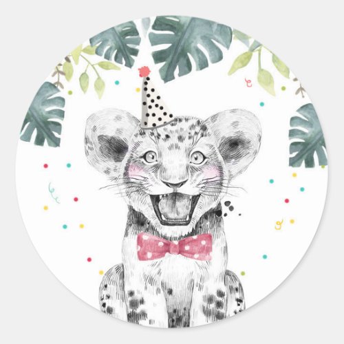 Tiger Party Animals Safari Boy Birthday Cupcake Classic Round Sticker