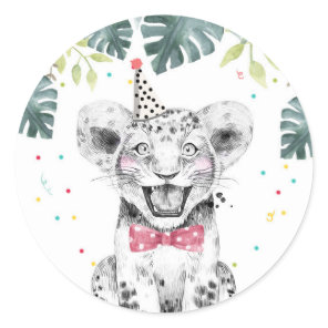 Tiger Party Animals Safari Boy Birthday Cupcake Classic Round Sticker