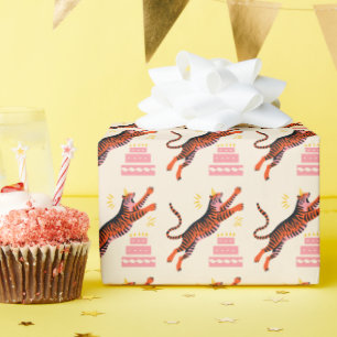 Tiger Party Animals Safari Zoo Birthday Wrapping Paper