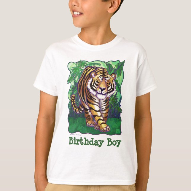 Tiger Party Center Birthday Boy T-Shirt (Front)