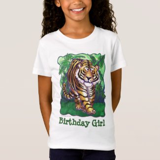 Tiger Party Center Birthday Girl T-Shirt