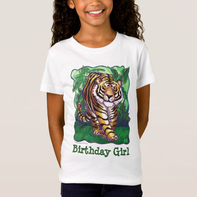 Tiger Party Center Birthday Girl T-Shirt (Front)