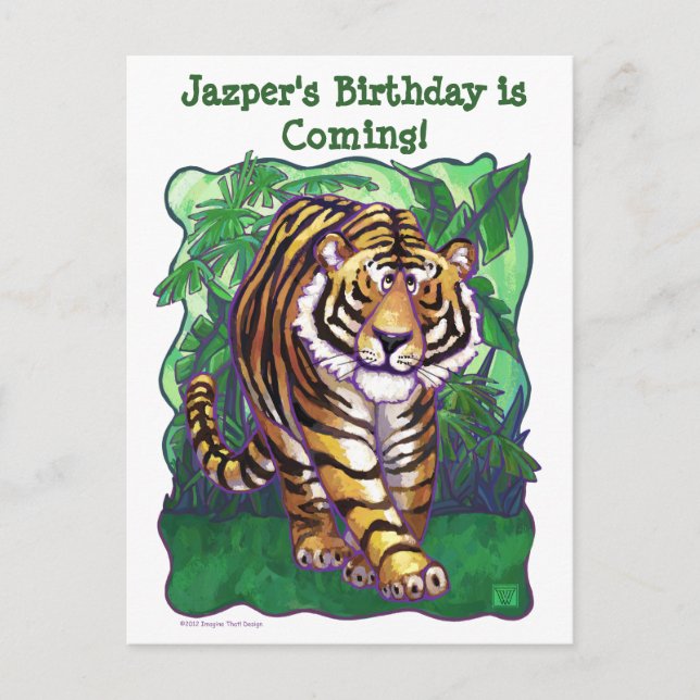Tiger Party Center Invitation Postcard (Front)