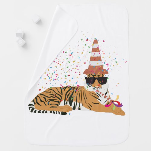 Tiger Partying _ Animals Having a Party Baby Blanket