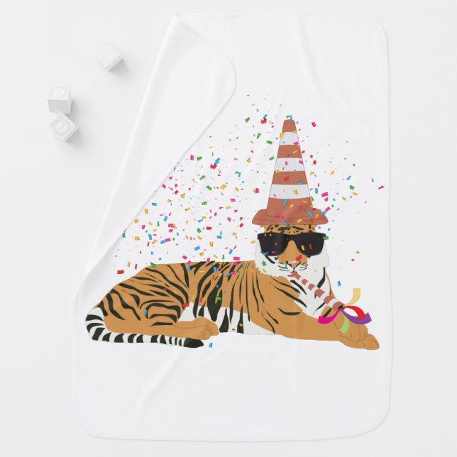 Tiger Partying - Animals Having a Party Baby Blanket (In Situ)