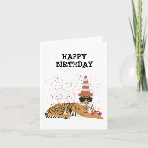 Tiger Partying - Animals Having a Party Card