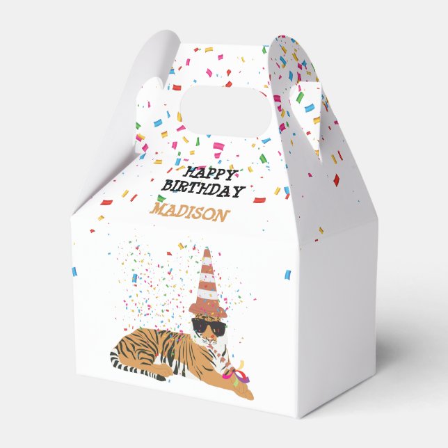 Tiger Partying - Animals Having a Party  Favor Boxes (Front Side)