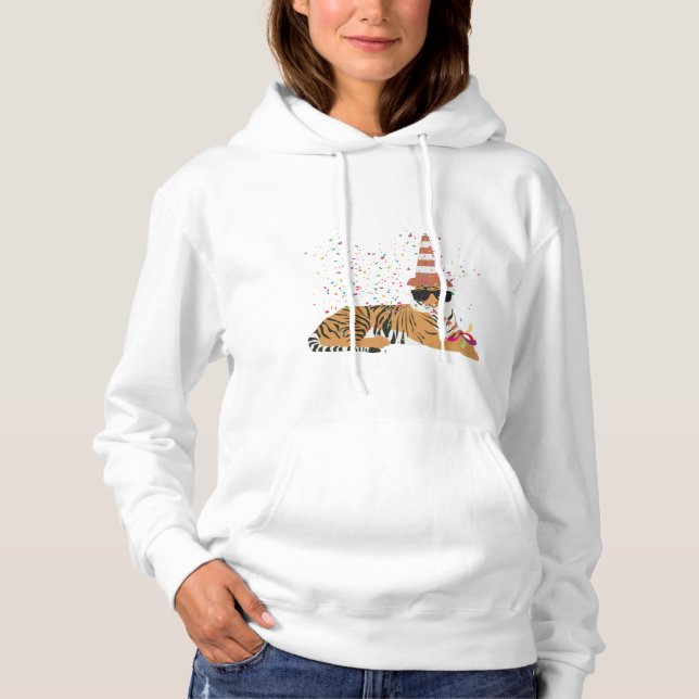 Tiger Partying - Animals Having a Party Hoodie (Front)