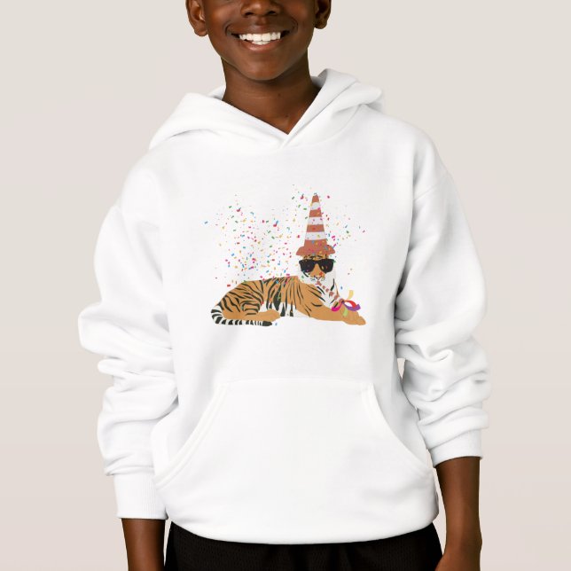Tiger Partying - Animals Having a Party Hoodie (Front)