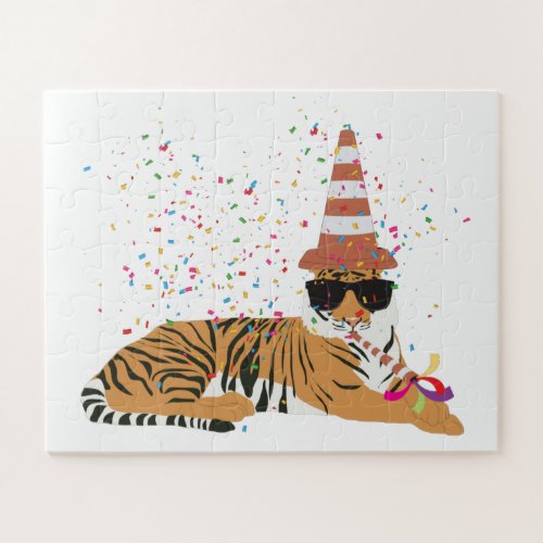Tiger Partying _ Animals Having a Party Jigsaw Puzzle