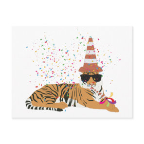 Tiger Partying - Animals Having a Party Postcard