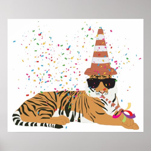 Tiger Partying _ Animals Having a Party Poster